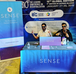 Brandon Hiemstra with a co-worker at a conference with Sensay.
