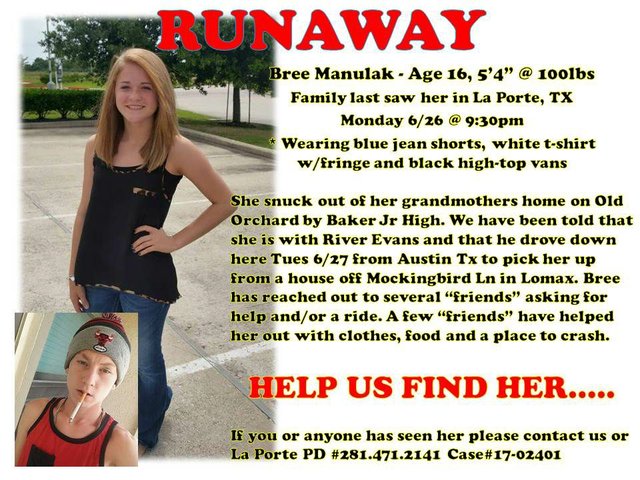 Poster to help find Bree