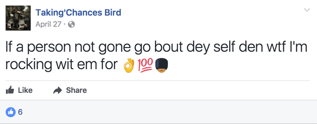 Giving advice on Facebook.