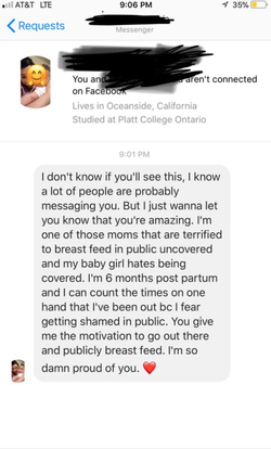 Message by a user who writes encouraging words to Brittni Medina on Facebook.