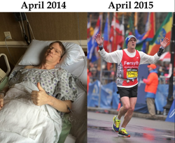 The before and after photo of Bruce Van Horn when he Stage 4 Protest Cancer and when he began to do Marathons post-cancer.