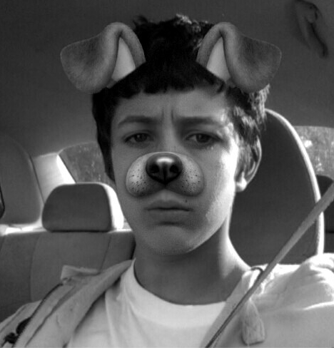 Casey using a Snapchat filter