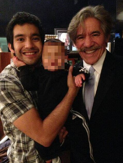 Photo of Cruz Rivera with one of his children and his father Geraldo Rivera