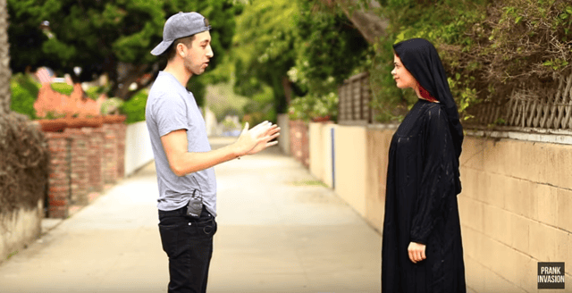 Prank Invasion's Chris Monroe with Dayah Dover (before they kiss)