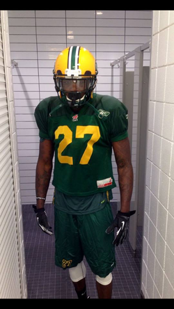 Desmond Marrow in his Edmonton Eskimos uniform