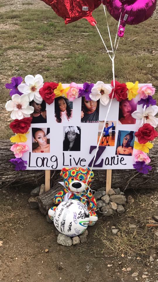 "Long Live Zanie" sign (posted on Facebook by Kalesia Underwood)