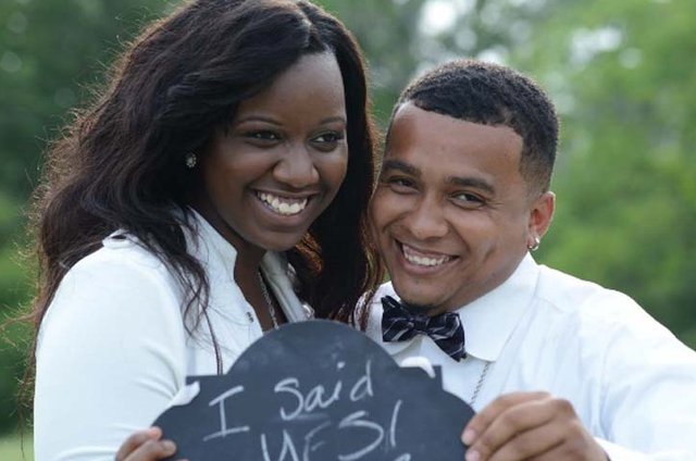 Fredzania Thompson with her fiancee Darnell Chapman.