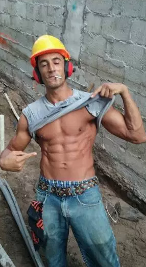 Showing off his abs on Facebook