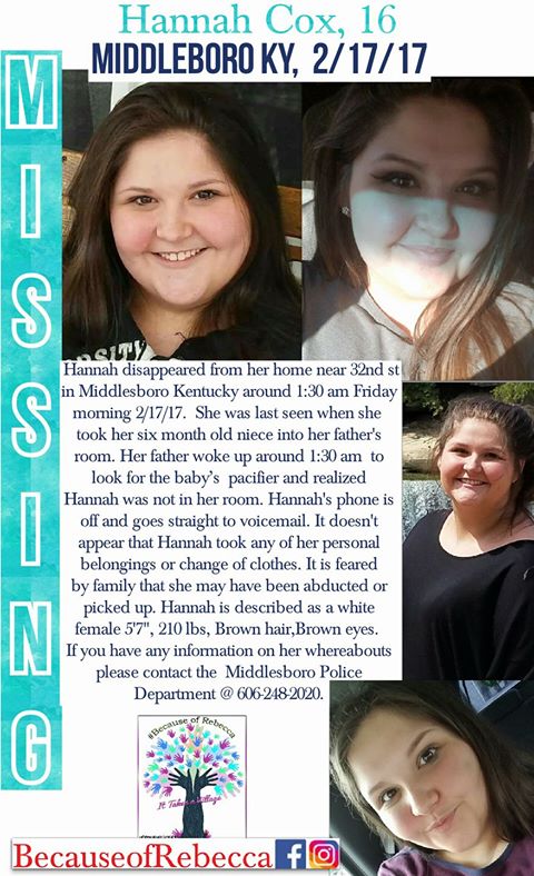 Hannah Cox Missing Person Poster