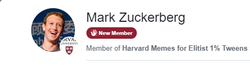 Mark Zuckerberg in the Harvard Memes for Elitist 1% Tweens group.