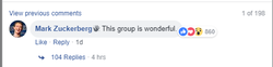 Mark Zuckerberg commented, "This group is wonderful" on one of Rebecca Chen's posts.