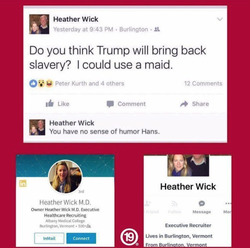 Screenshot of Heather Wick that has been shared on Twitter.