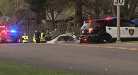 Police at the scene of the crash