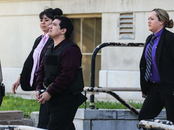 Isidro Miguel Delacruz is escorted out Thursday, March 29, 2018, from the Tom Green County courthouse after being found guilty of capital murder.