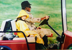 Jacqueline Kent Cooke touring RFK Stadium with her father Jack Kent Cooke as a child