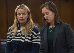 Jacqueline Kent Cooke with her court appointed public defender Abby Phillips at Manhattan Criminal Court during her arraignment for felony second degree assault on January 4, 2018