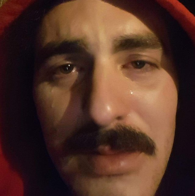 A picture of James Porter-Cable crying (allegedly in honor of Donald Trump's victory)