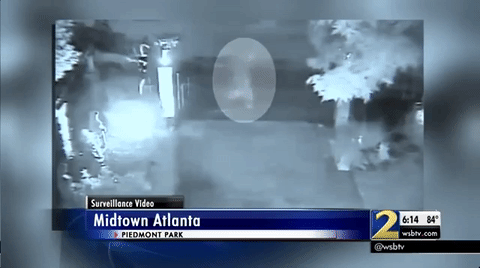 Surveillance video of Mann evading police after exposing himself