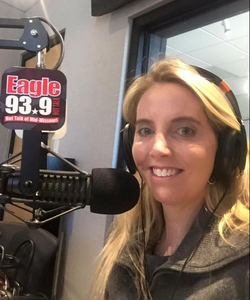 Jennifer Bukowsky at a radio station.