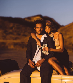 Jessica Serfaty with Ed Westwick from a photoshoot/video project.