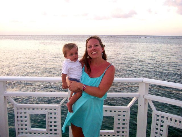 Photo of Jill with her son on a cruise ship