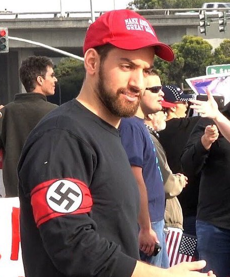 Salads wearing a Nazi arm band at the Unite the Right rally in August 2017.