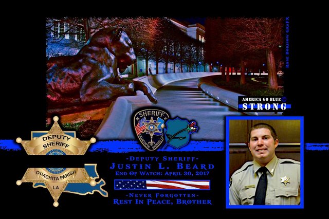 Poster in Sheriff Deputy Justin Beard's memory
