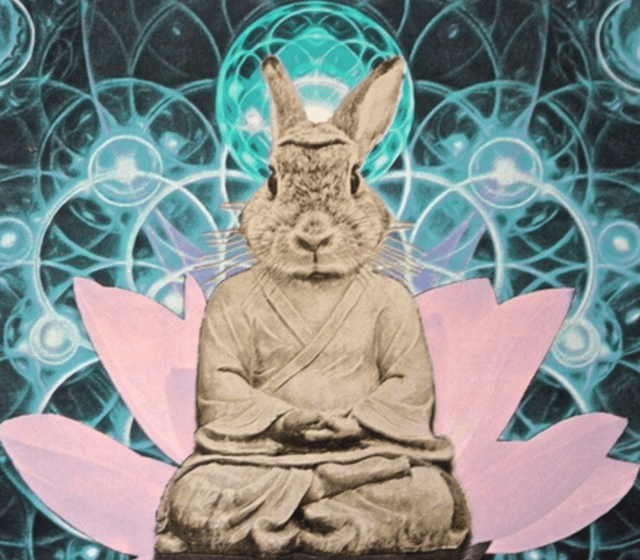 Her art creation of "Buddha Bunny"
