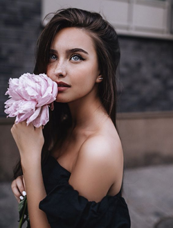 Holding a flower