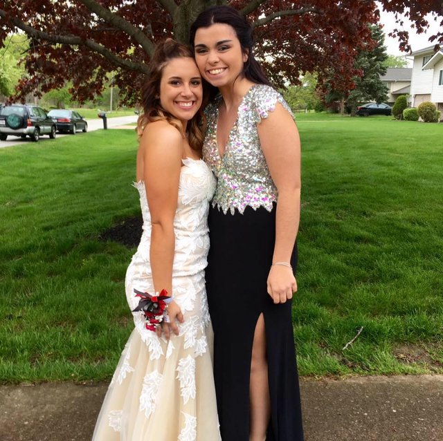 Kayleigh and Myka Gray dressed for prom