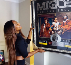 Kesha Lee receives her plaque for recording Migos' "Bad and Boujee"