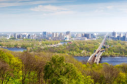 View to left bank neighbourhoods of Kiev