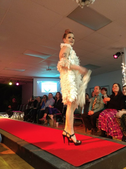 Kimberly Mironovas modeling down the runway at the “Trashion Show” on April 5, 2018.