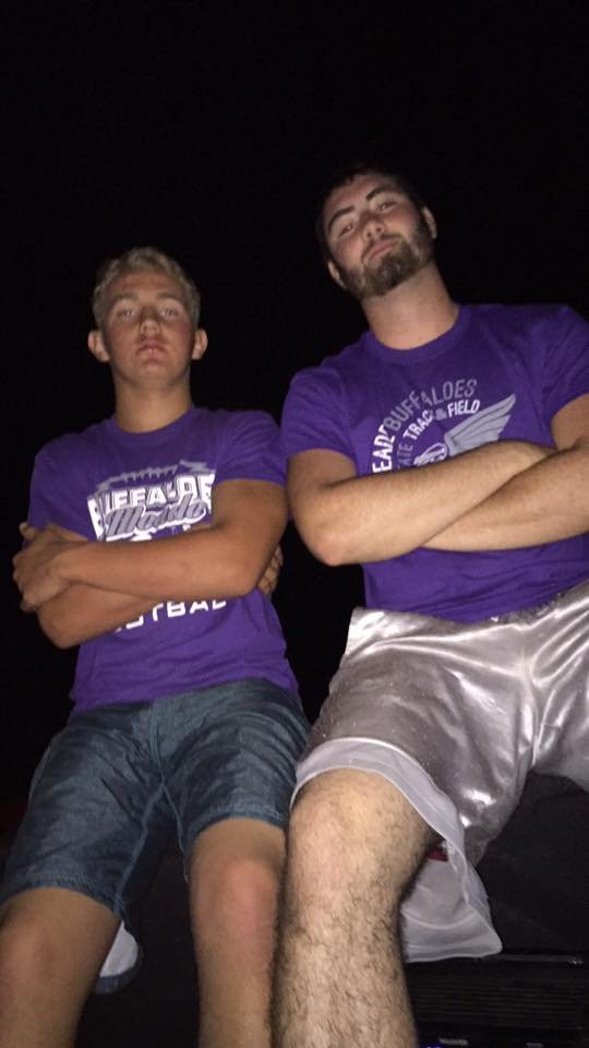 With his friend