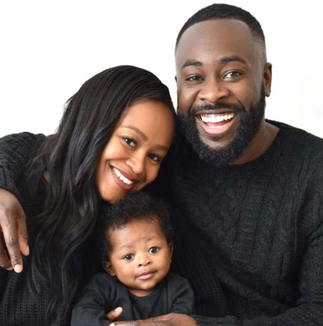 Kojo with his wife and son