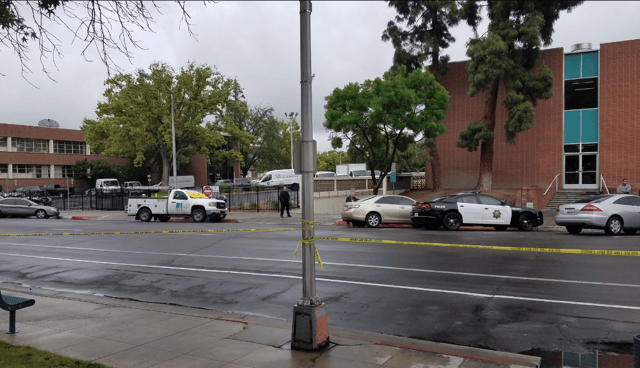 Police have shutting down the intersection at Fresno & Tulare S where the shooting ended