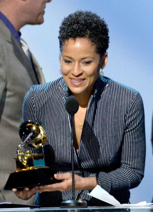 Singer Kori Withers accepts Best Historical Album for 'The Complete Sussex And Columbia Albums' (on behalf of singer Bill Withers) onstage during the 56th GRAMMY Awards Pre-Telecast Show at Nokia Theatre L.A.