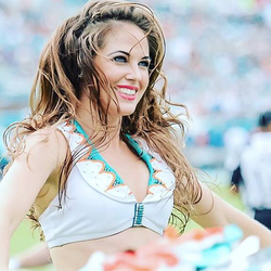 Kristan Ware cheerleading for the Dolphins