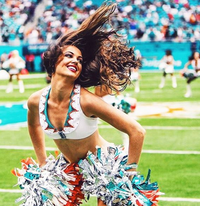 Kristan Ware cheerleading for the Miami Dolphins