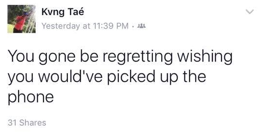 Facebook post before her Suicide