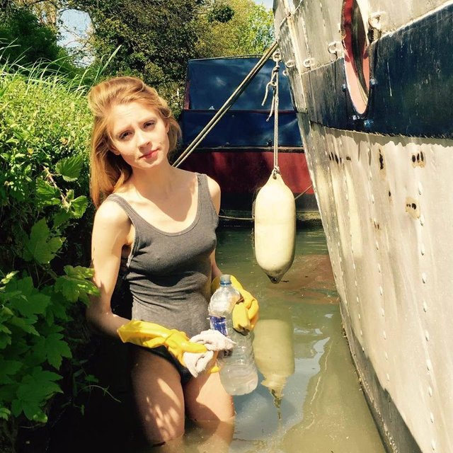 Cleaning a boat