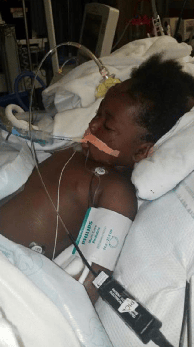 Photo of Laylah taken at the hospital where she had troubling recovering.