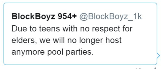 The Block Boyz message about no longer throwing Pool Parties.