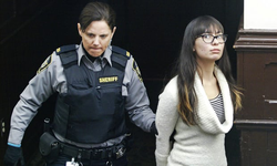 Lindsay Souvannarath arrives at court in Halifax, Nova Scotia, Canada, on 6 March 2015.