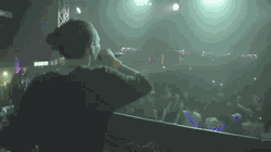 Luke Alexander pumping up the crowd after a drop