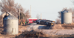 Photo of the bus that was ablaze and took the life of Megan Klindt and the bus driver, Donald Hendricks- just outside of the farm where Klindt lived.