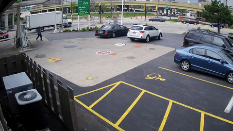 Gif of when Mel had to run to stop the car.
