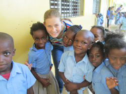 Micah with some of her first grade class in the Dominican Republic (2015)