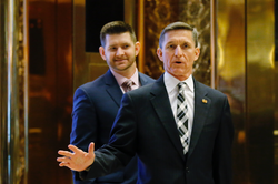 Photo of Michael G. Flynn with his father Michael T. Flynn outside of Trump Tower (New York)