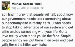 Michael Hamill's inflammatory Facebook post about using Adolf Hitler's final solution.